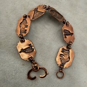 Vintage Copper Bracelet Storyteller Ethnic 7.5"